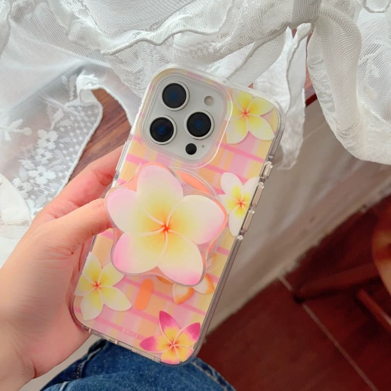 日韩油画花朵磁吸支架适用苹果16promax手机壳iphone15套14少女13