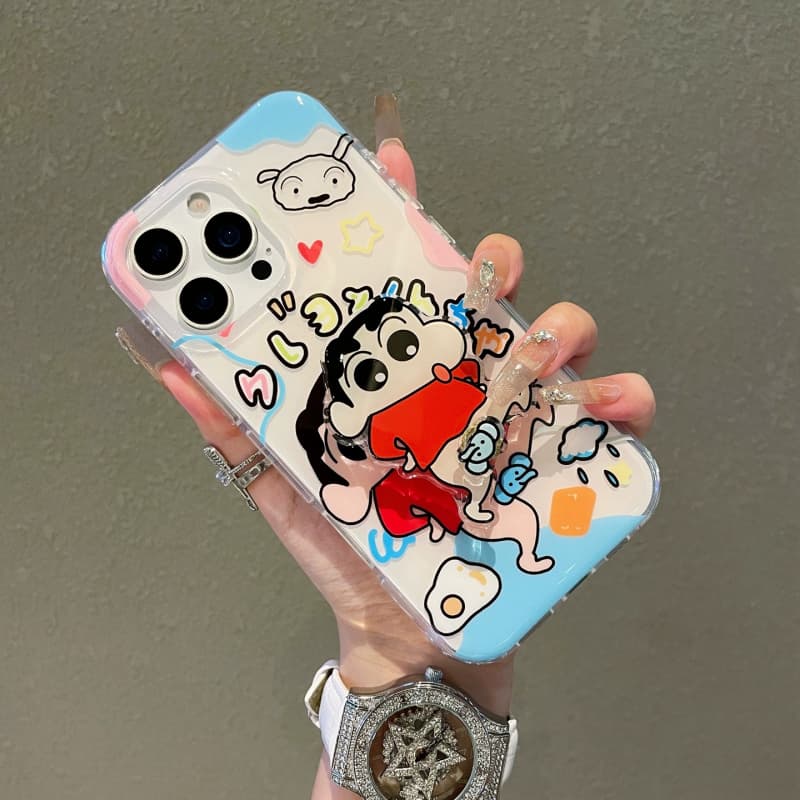 可爱卡通蜡笔小新带支架适用苹果16ProMax手机壳iPhone1514防摔13