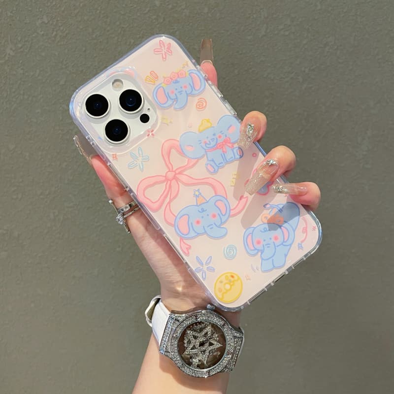 蝴蝶结小象适用iPhone16promax手机壳13苹果15时尚感14支架保护套