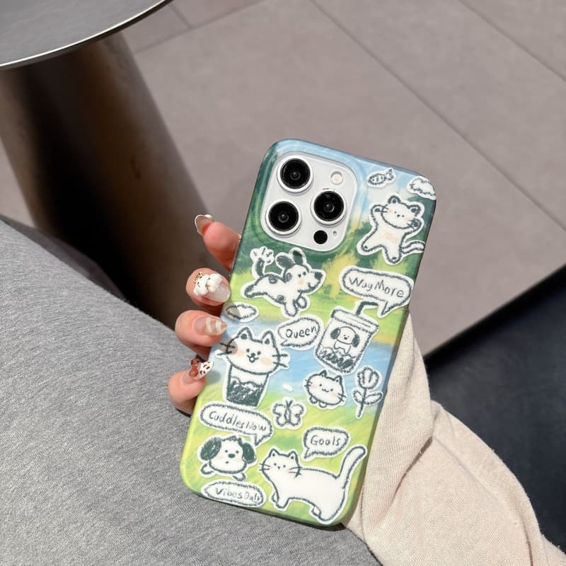 可爱油画卡通适用苹果16Promax手机壳iPhone15新款13高级感14防摔