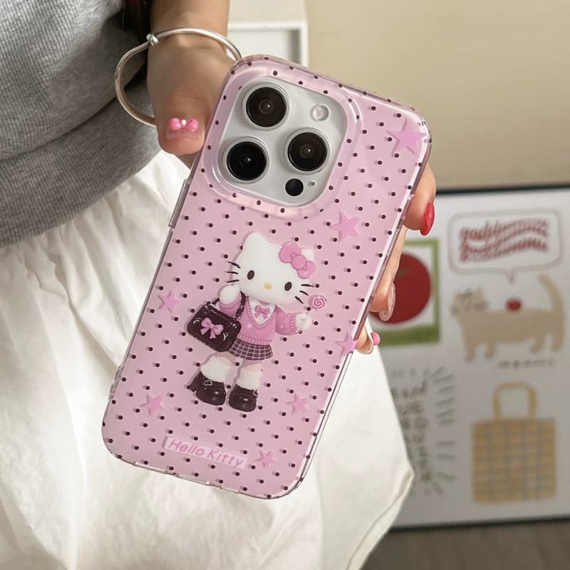 韩风波点KT猫咪适用iPhone16promax个性创意15苹果手机壳14高级感