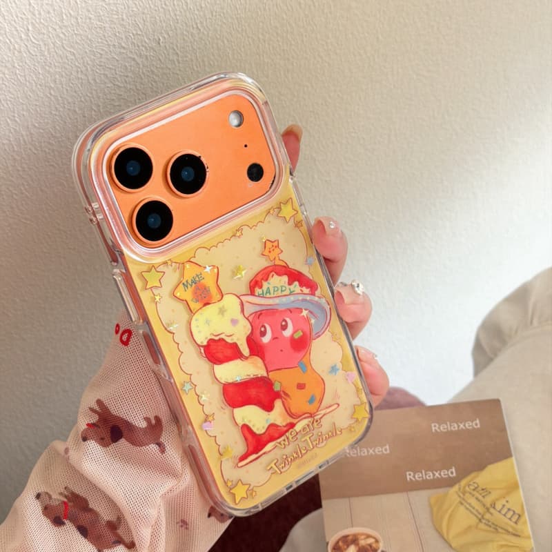 卡通星星人许愿蜡烛适用苹果16promax手机壳iPhone17磁吸支架1415