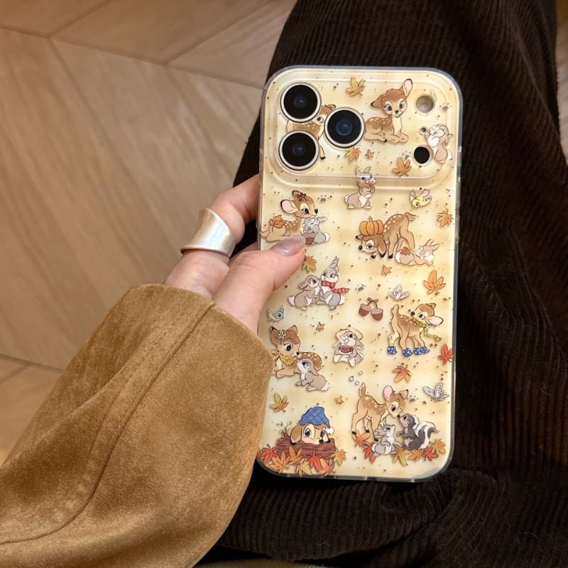 韩系碎花桑普兔小鹿油画适用于iphone16promax苹果17手机壳15套14