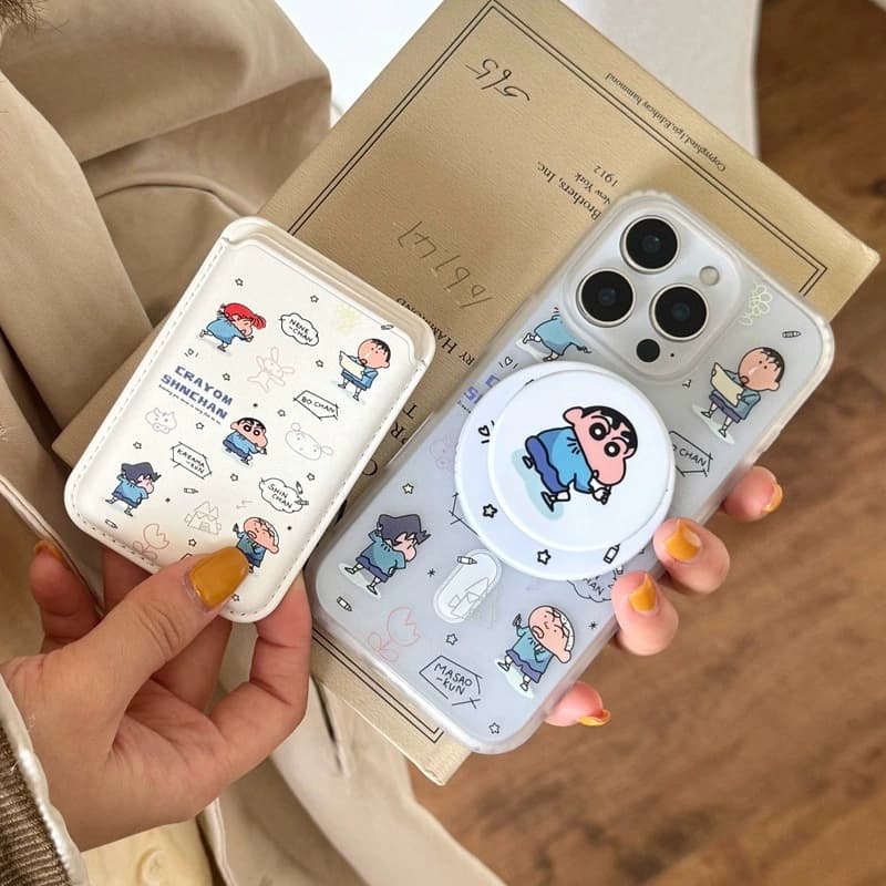 卡通动漫小新磁吸支架适用苹果16手机壳iphone15promax套14磨砂17